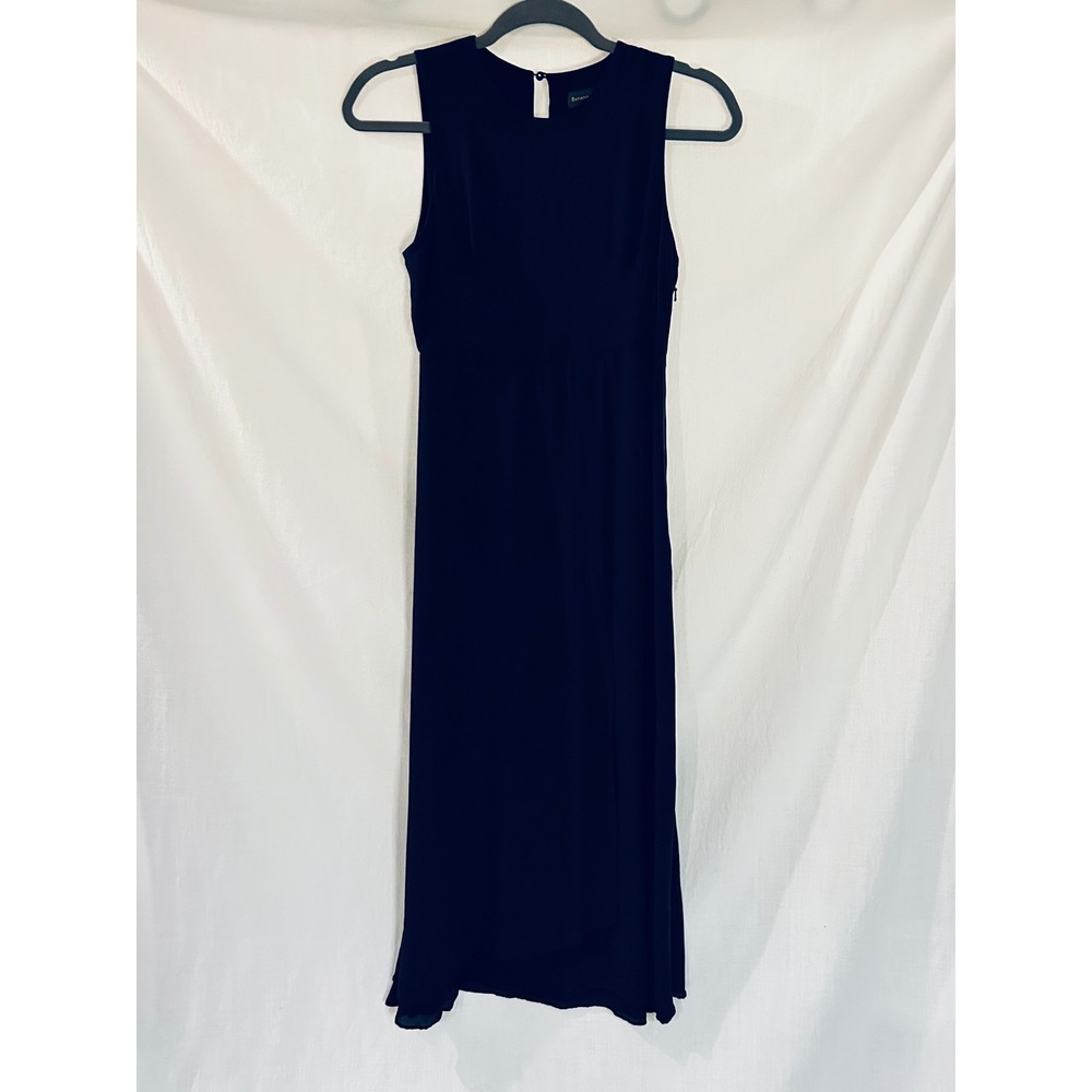 Banana Republic 100% Silk Sleeveless Maxi Dress Navy Blue Keyhole Back Size 0